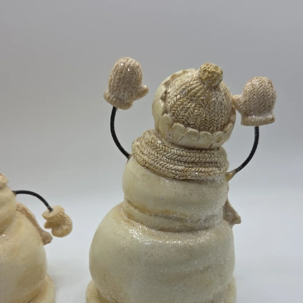 Festive Snowman Figurines - Cream and Tan